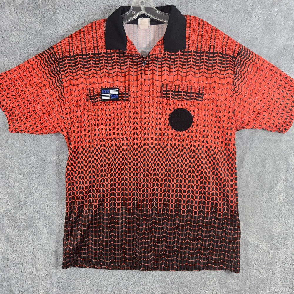 Official Sports NISOA Referee Jersey Mens Large Orange Black Soccer Polo Shirt